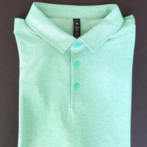 EUC Lululemon Evolution Men's XL Polo Shirt Short Sleeve Stretch Pique Turquoise